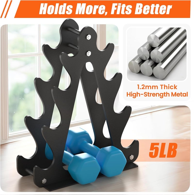 NomNest 4-Tier Dumbbell Rack for 1-15 lb Weights, Holds 5 Pairs Space-Saving Sturdy A-Frame Stand for Home Gym, Weight Rack for Women's Dumbbell Set (Dumbbell Rack Stand Only) - Image 5